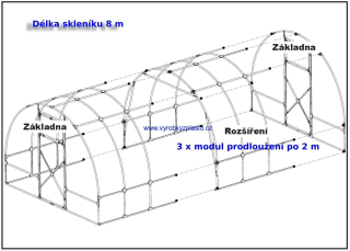 Zahradní skleník AGRUS 3x2x8 m  PC 4 mm