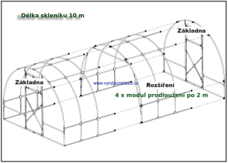 Zahradní skleník AGRUS 3x2x10 m  PC 4 mm